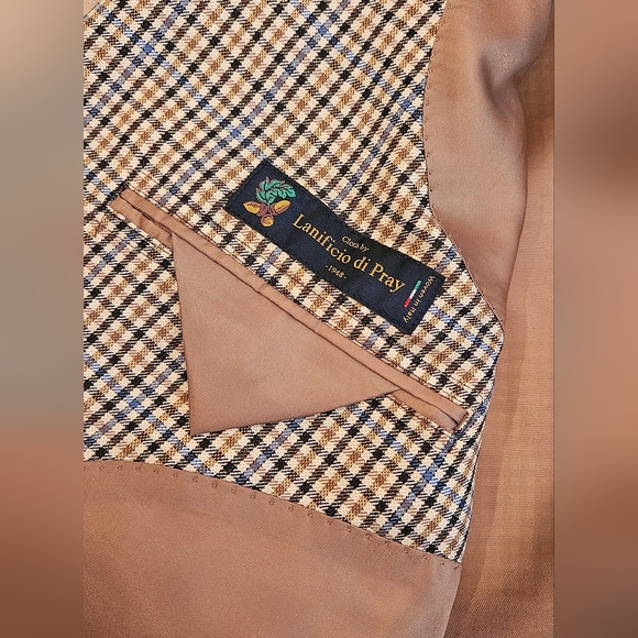 Brooks Brothers 1818 black/beige check wool-silk blend sportcoat men's 44R - Picture 5 of 10